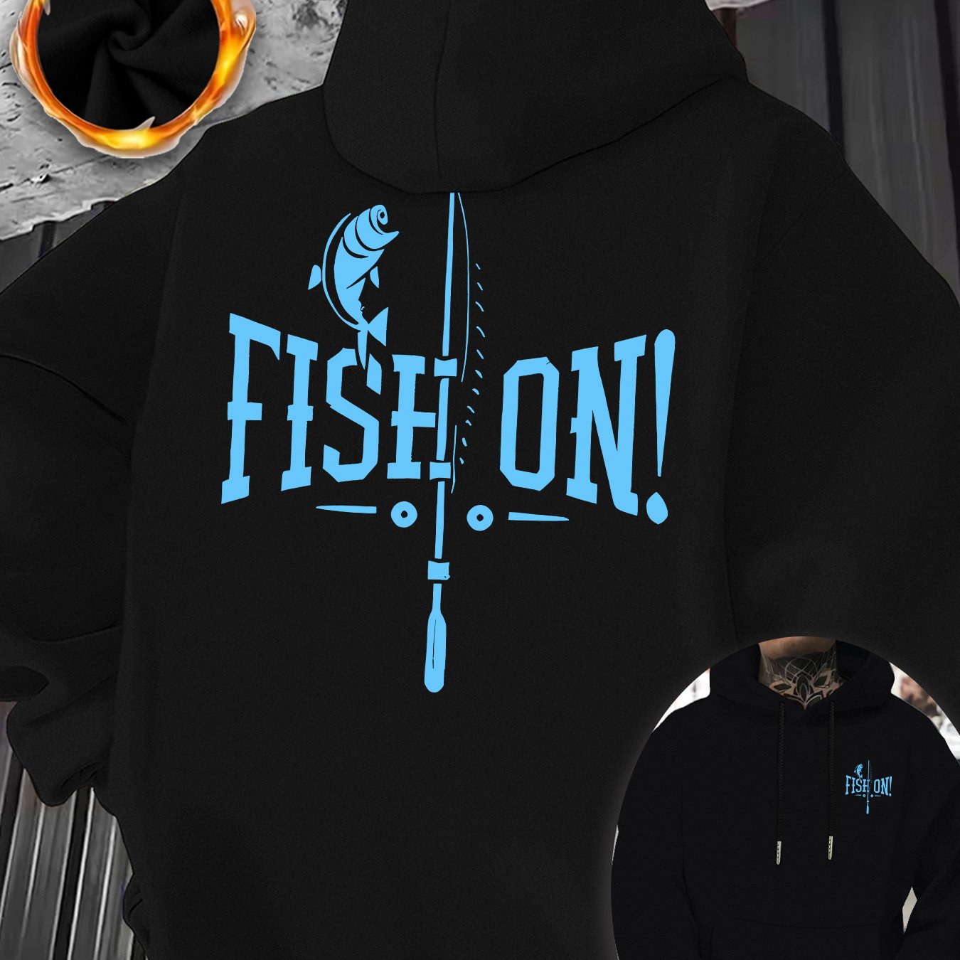 TEMU Autumn And Winter 's Thick And Comfortable Hooded Long-sleeved Sweatshirt, Front And Back Prints, Warm Winter Pullover, With Drawstring Hat,