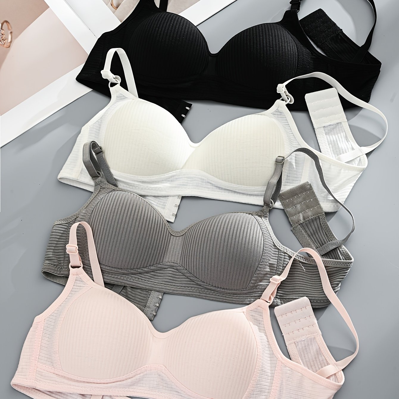 TEMU 4pcs Spring/summer Wire-free Bra For Women, Small Bust Push-up Thin Breathable New Style Underwear Bra