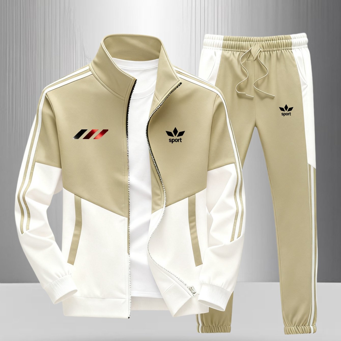 2pcs Set: Men's Casual Sportswear - Long-sleeve Jacket + Drawstring Pants (multiple Colors ), Plus Size