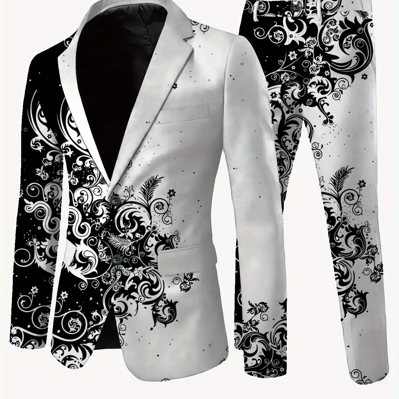 TEMU Men's Suit Set With Dopamine Stitching , Casual High-end Non-iron Label Code Suit And Trousers