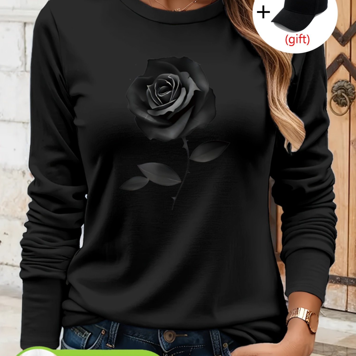Women's Autumn And Collection | Round Neck Long Sleeves, 100%, Floral Print, Stylish And Versatile Nc-12949
