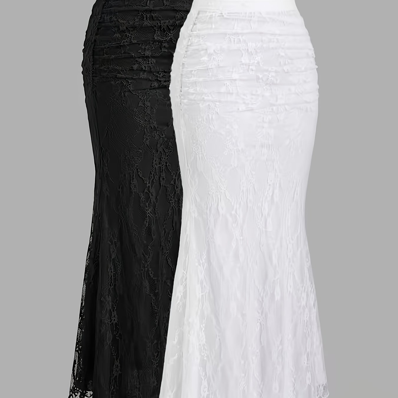 TEMU 2pcs Set Of Women's High-end Lace Mermaid Dresses, For Commuting And Daily Wear, Slim-fitting, Elegant Specialty