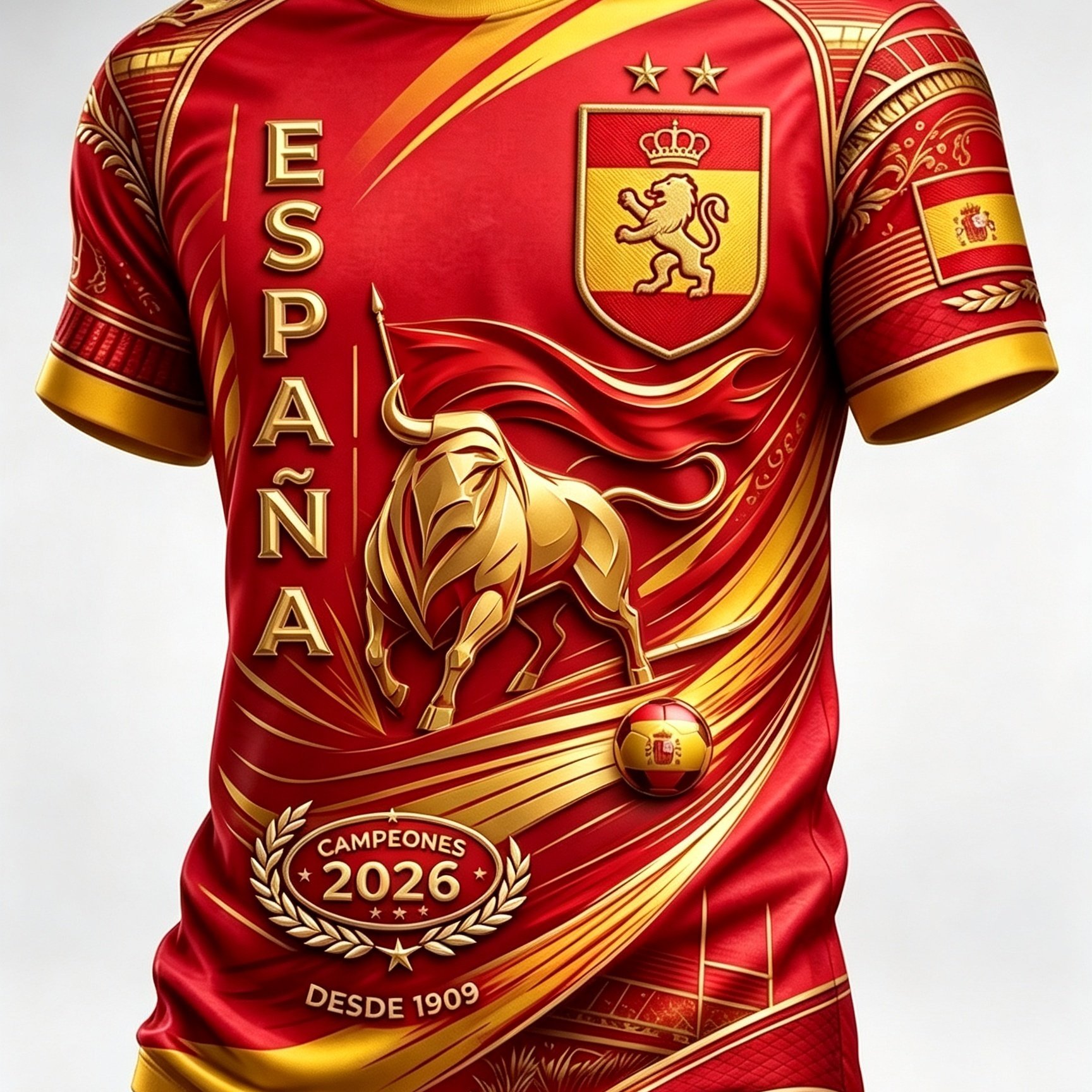Image of Fashionable 3d T-shirt, Lightweight And Comfortable Street Top, Spanish Fan-shaped Summer Casual Sportswear, Suitable For Football Enthusiasts' Outdoor Daily Wear