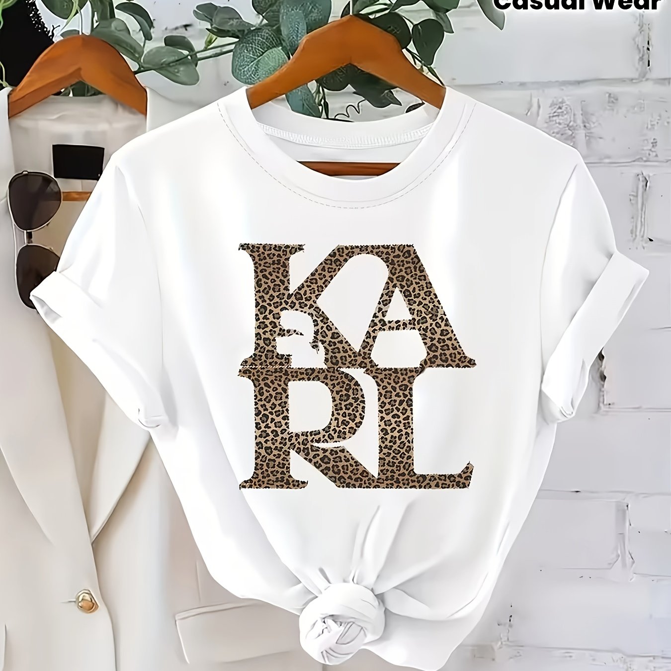 E-shop Neues Damen-Sommer-T-Shirt mit Leopardenmuster kurzen Ärmeln, lässiges bedrucktes Freizeit-T-Shirt für Damen