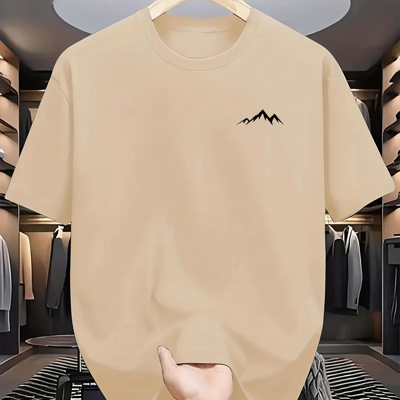 TEMU Men's Casual T-shirt, ! Small Silhouette T-shirt - Breathable Polyester Fiber, Crew Neck, Short Sleeves - Perfect For Spring/summer Streetwear