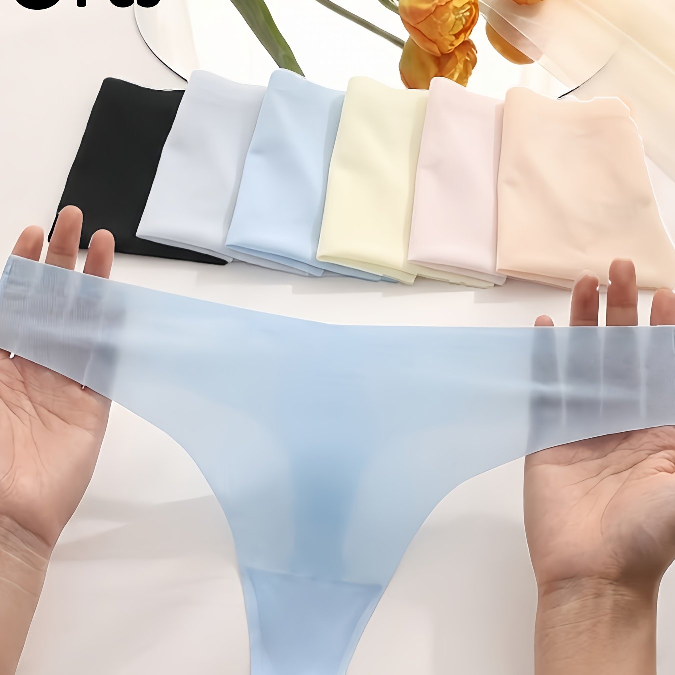 TEMU 6pcs Solid Color Seamless Ultra-thin Thong Panties, Seamless Panties Breathable Soft Stretchy Fit For Yoga Workout Daily Wear