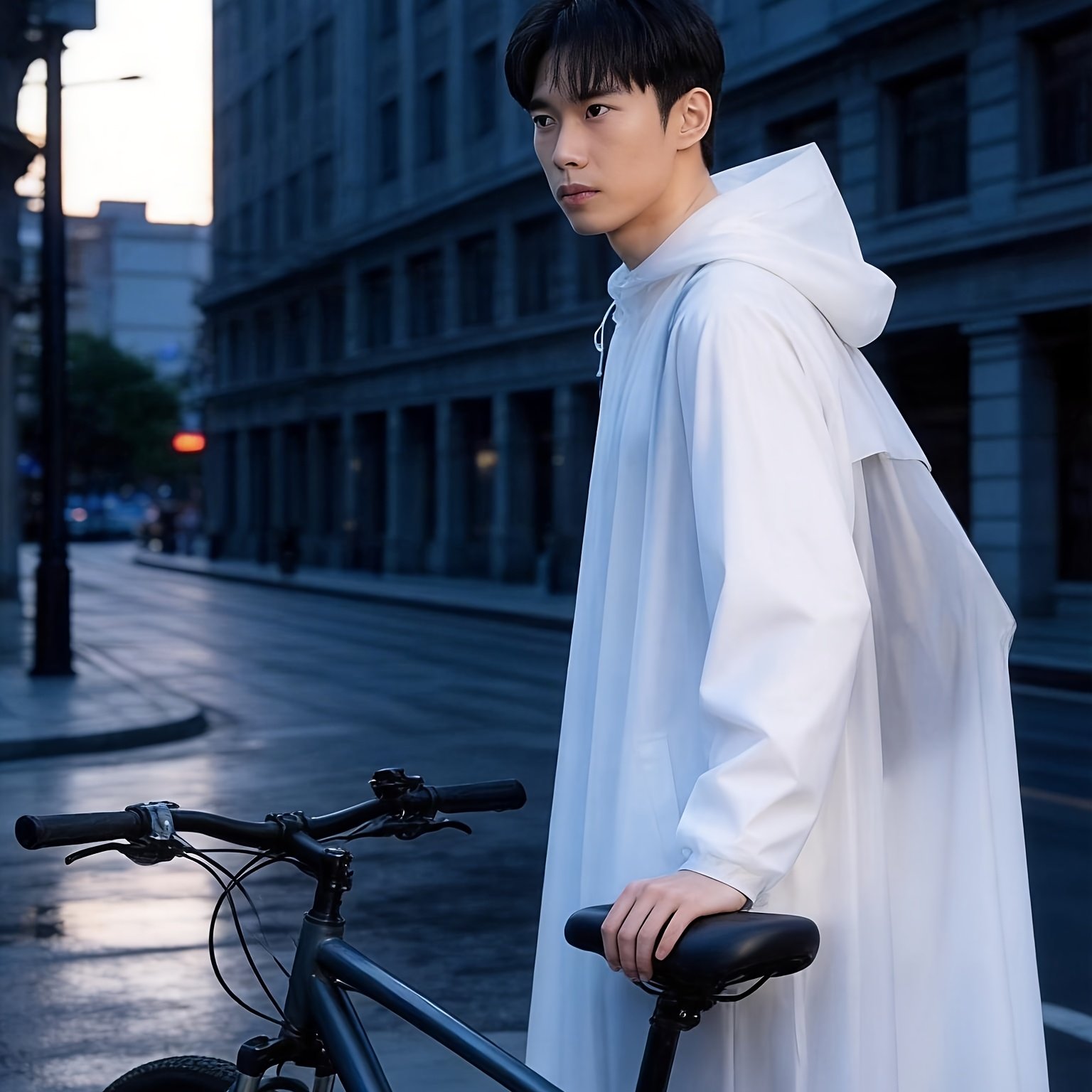 TEMU 男女兼用 自転車レインコート 透明 人と自転車を分離 後輪巻き上げ防止 ヘルメット対応 高品質 防風 通気性 通勤・通学用 自転車に乗るお母さん向け 自転車用レインコート