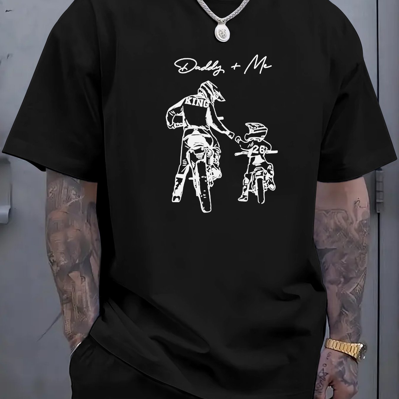TEMU T-shirt pour homme avec imprimé sur le thème de la moto , col rond, décontracté et sportif, manches courtes, imprimé tendance élégant et