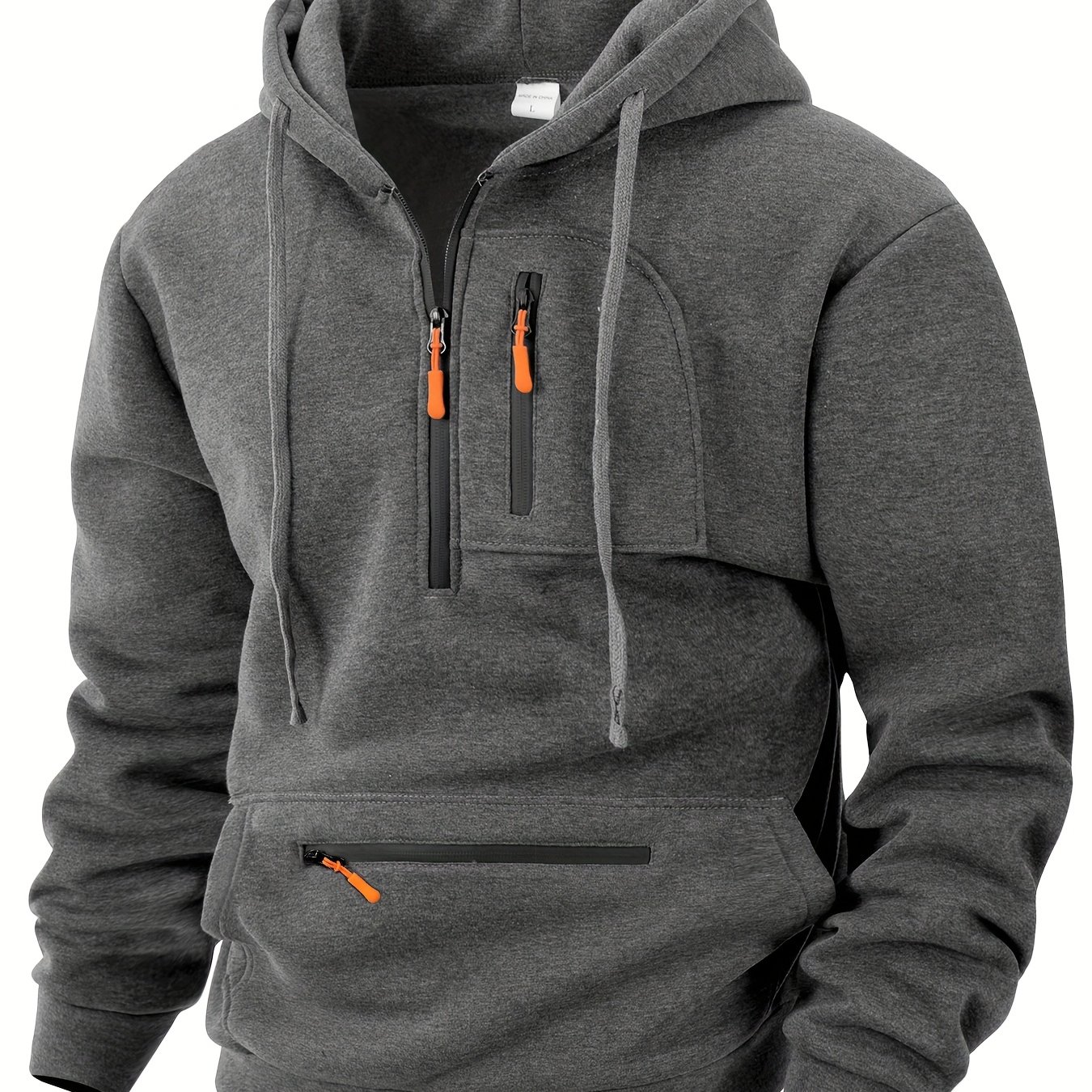 TEMU 2025 Men's New Arrival Jacquard Knit Hooded Sweatshirt With Half-zip Top, Autumn Essentials