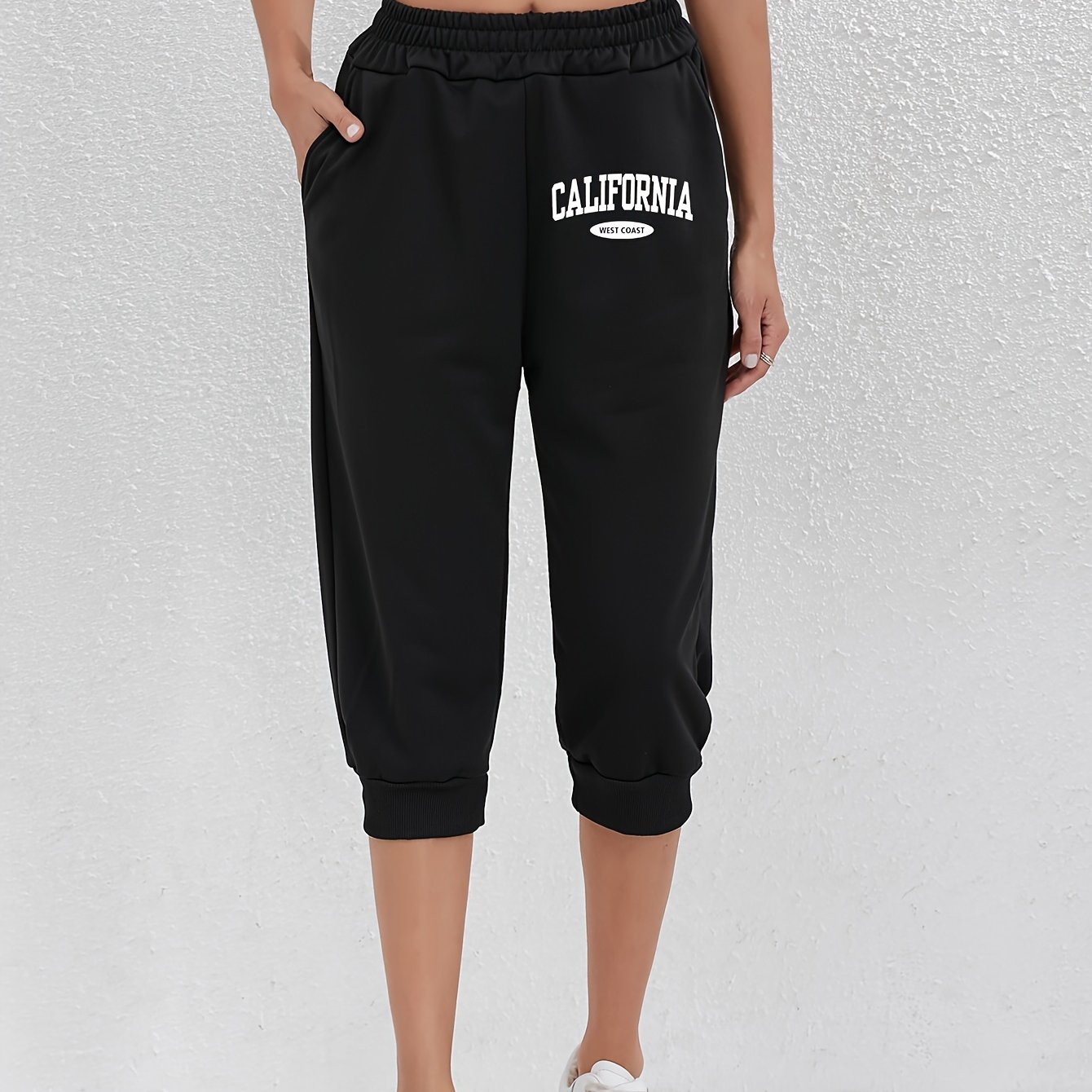 TEMU Valentine's Day 2026 New Summer Fashionable An Letter Print Pants, Elastic Waist Casual Pants, Women's Clothing