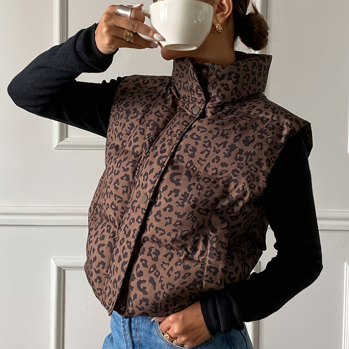 . Stylish And Elegant, Leopard Print Vest.