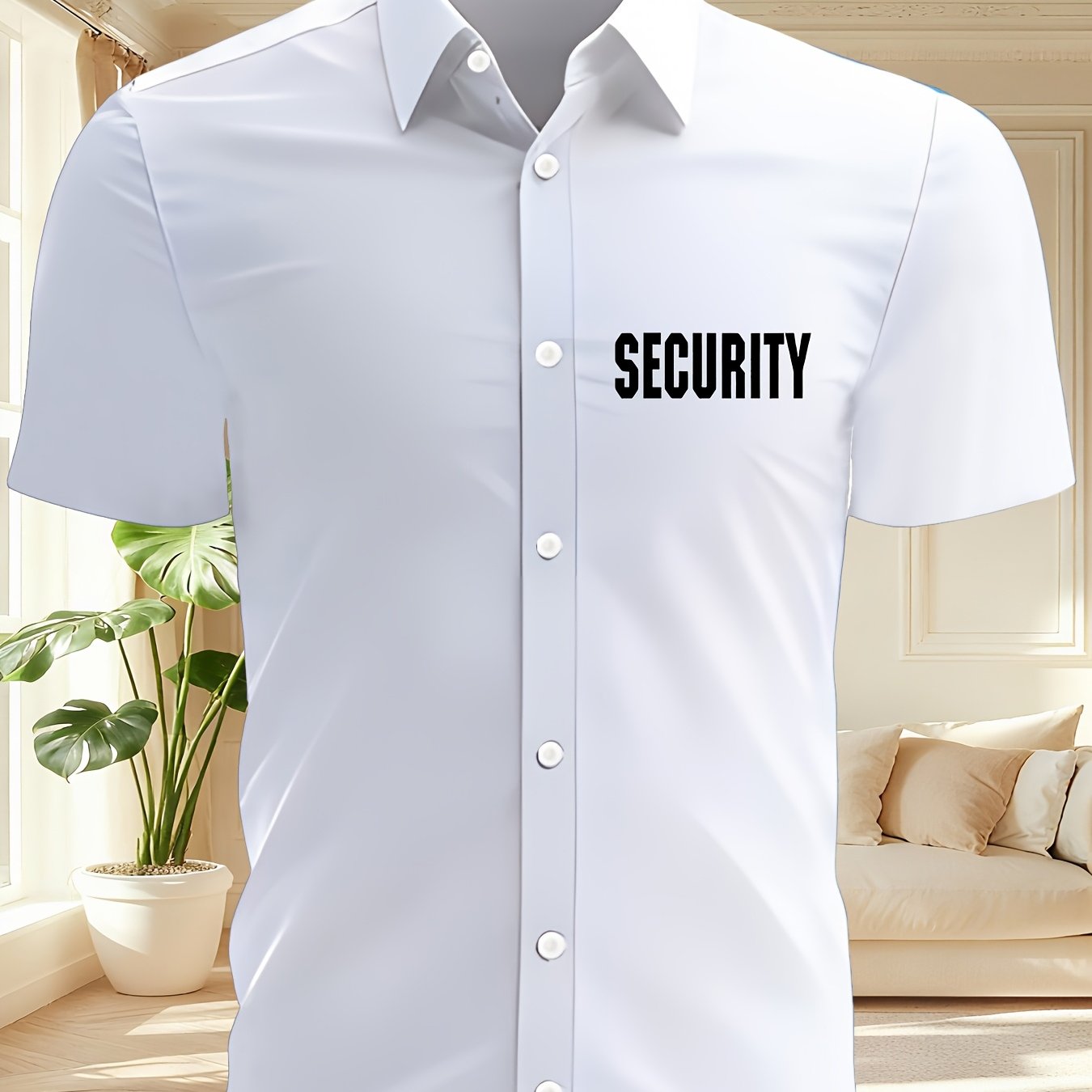 TEMU Short-sleeve Security Uniform Shirt With "security" Lettering On , Featuring A Simple And Professional Design, Suitable For Daily Security