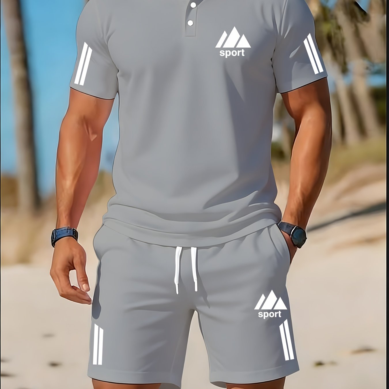 TEMU Summer Men's Golf Set, Casual Streetwear For Shopping, Date Night, Outdoor Versatile Outfit