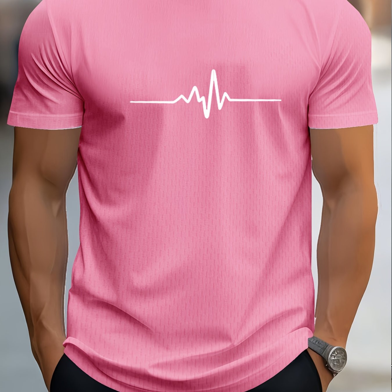 TEMU Men's Casual Round-neck T-shirts For Summer, Suitable For Sports And Leisure Workouts