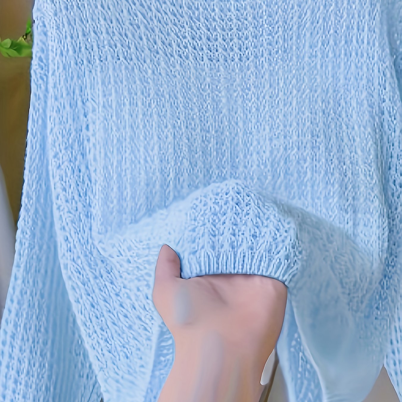 Women's Elegant Lace Hollow Sweater, Soft , Lightweight Layering Top, Spring, Summer And Autumn , Office Wear, Textured Autumn Wardrobe, Breathable Fabric