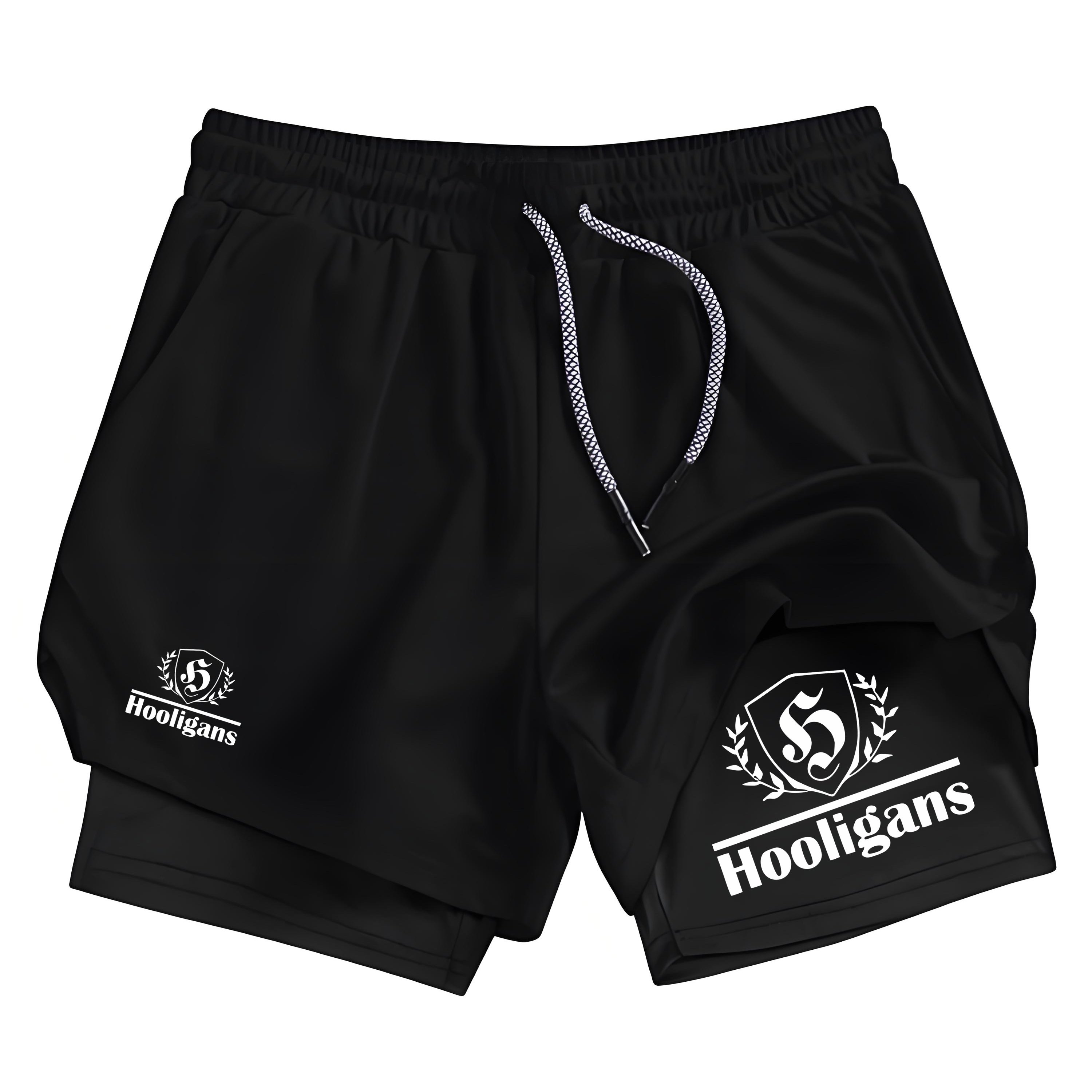 TEMU Men's 2-in-1 Sports Shorts, Running Quick Drying Shorts, Gym And Fitness Training, Double Layered