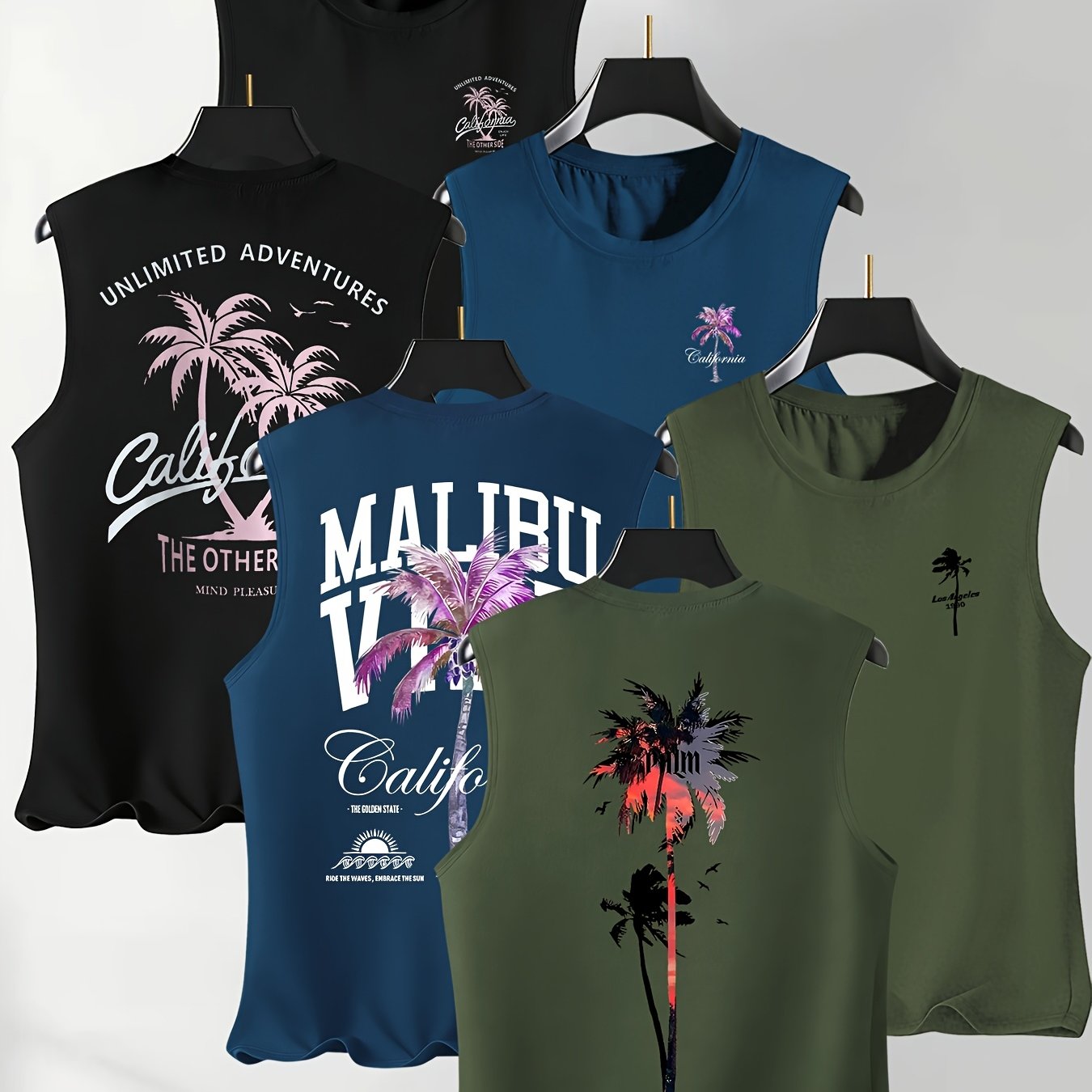 TEMU Men's Casual Athletic Vests 3-pc, Suitable For Sports Fitness