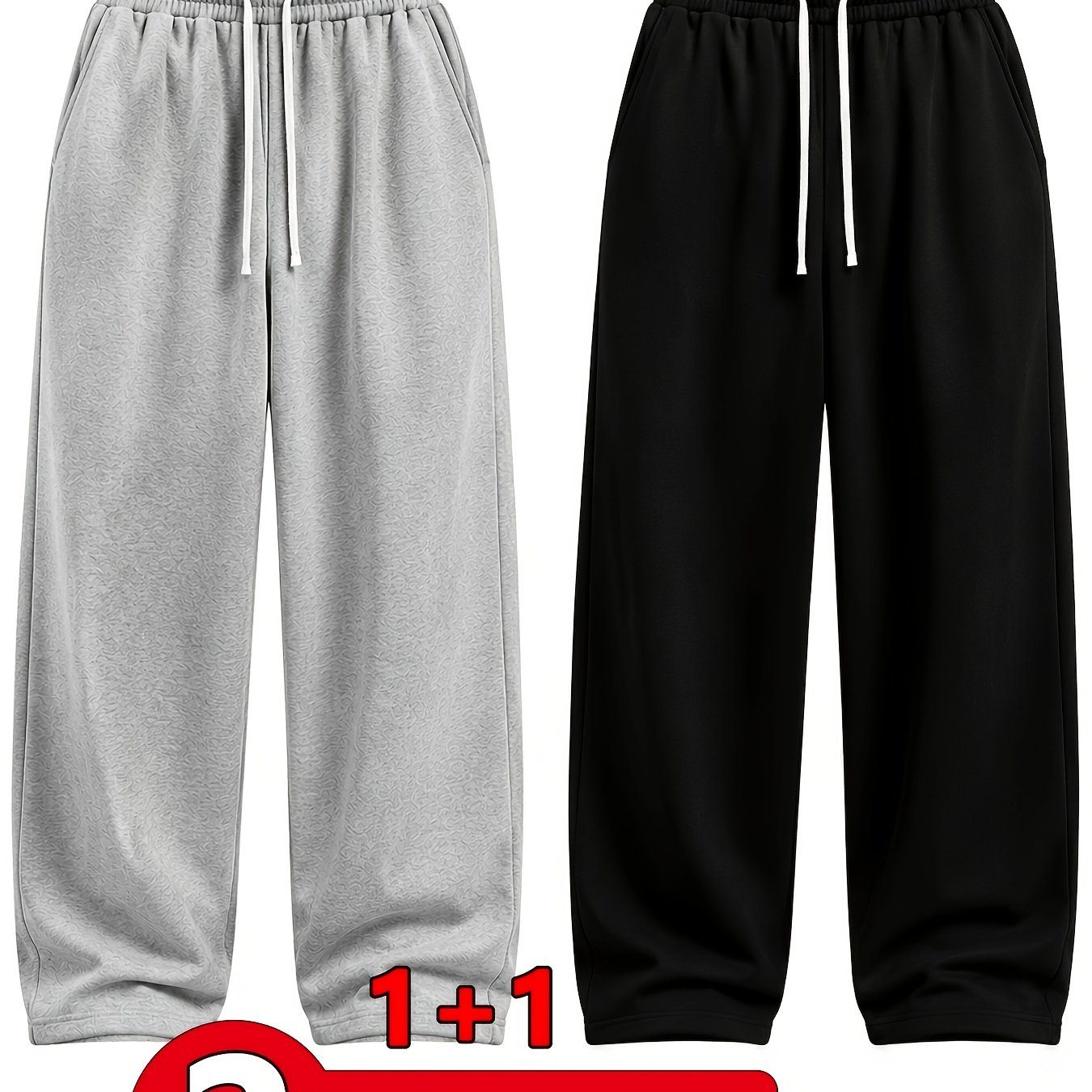 TEMU 2-pcs Men' Color Straight Casual Trousers, Drawstring Waistband Joggers, Suitable For Gym, Training, And Casual Wear - Fitness Pants, Athletic