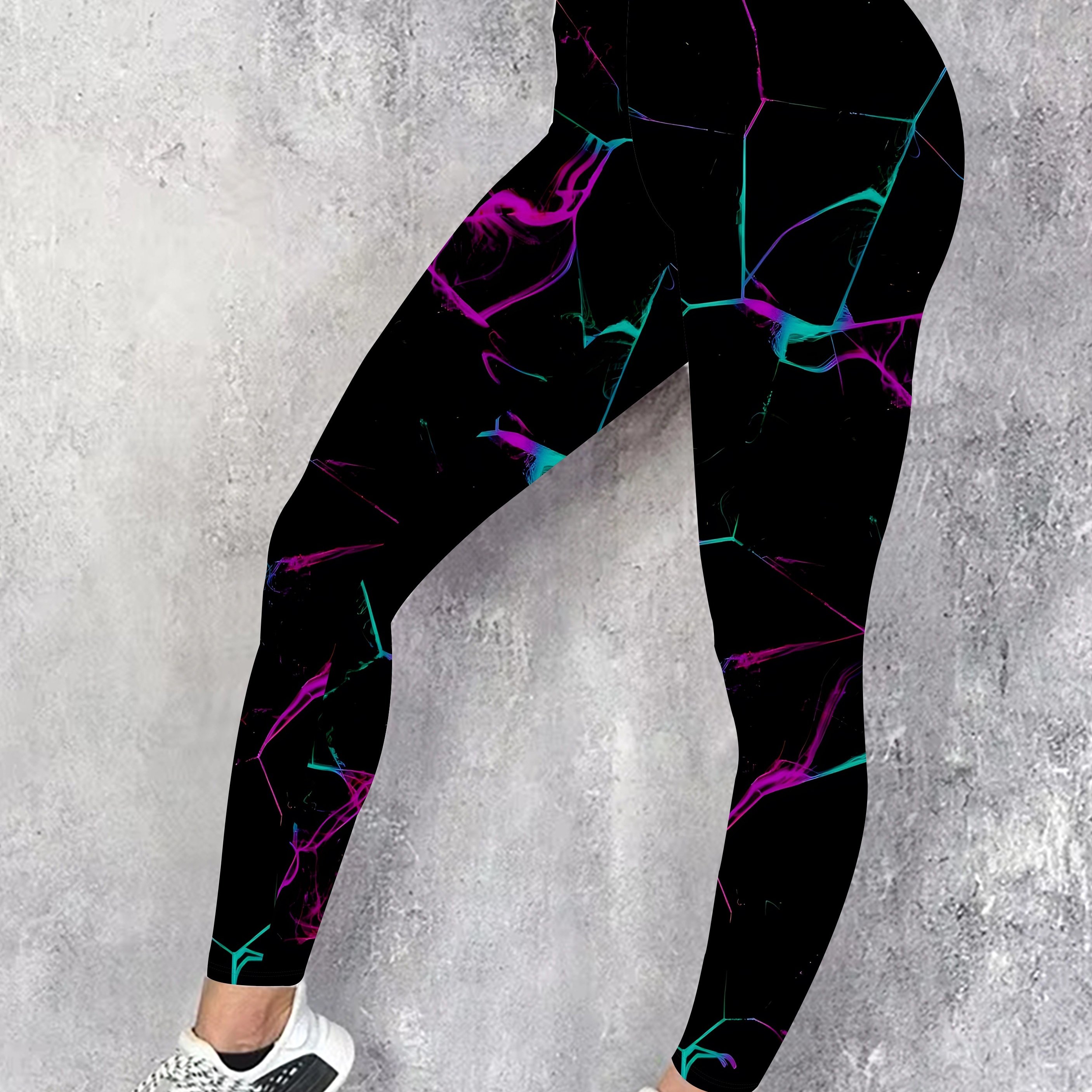 Contrast- Leggings, High-stretch Pants, Fashionable Daily & Workout Trousers, Random Print Patterns