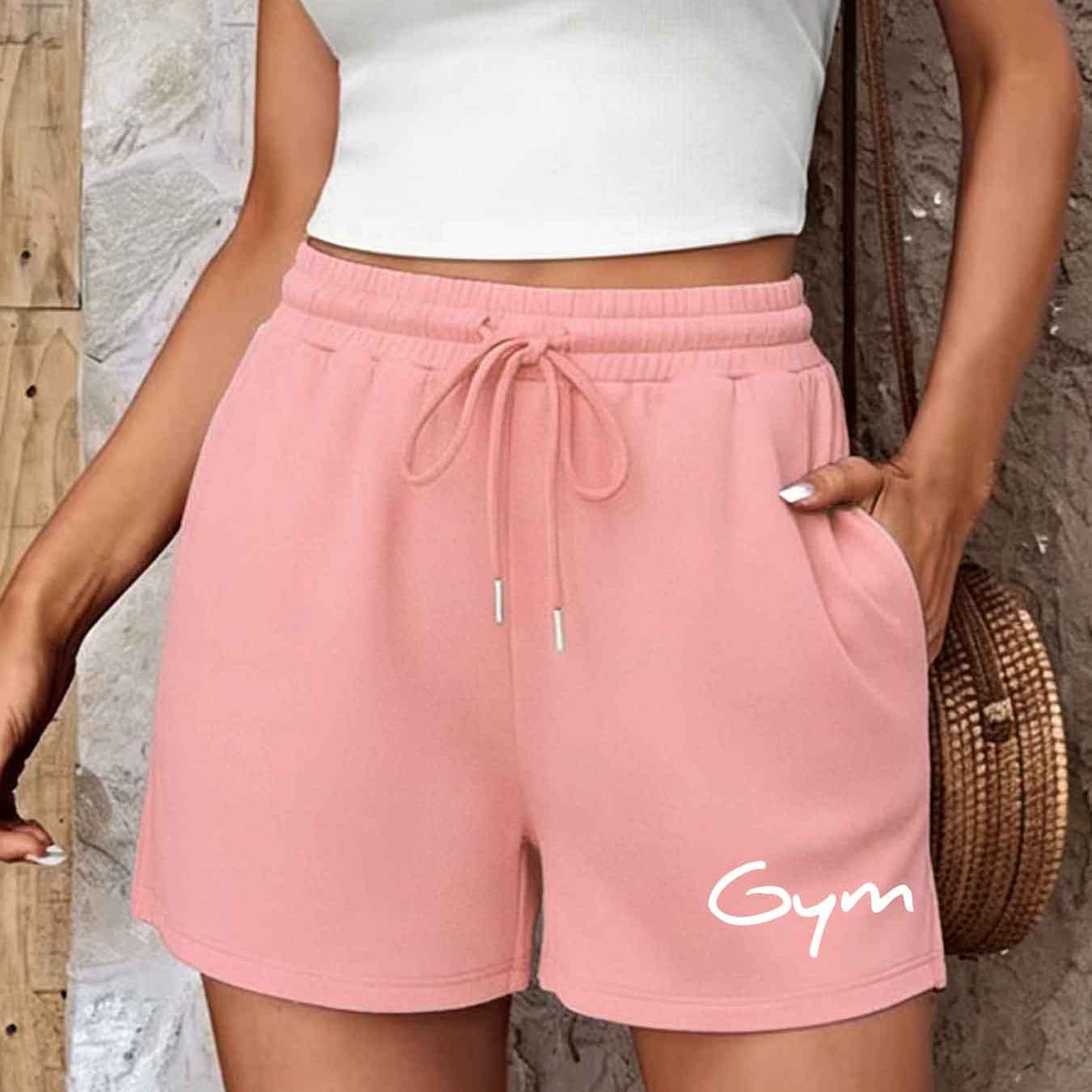 TEMU Simple And Stylish Women's Shorts With A Featuring Letter Print Patterns. Fashionable Women's Shorts Feature A Drawstring Elastic Waistband, A