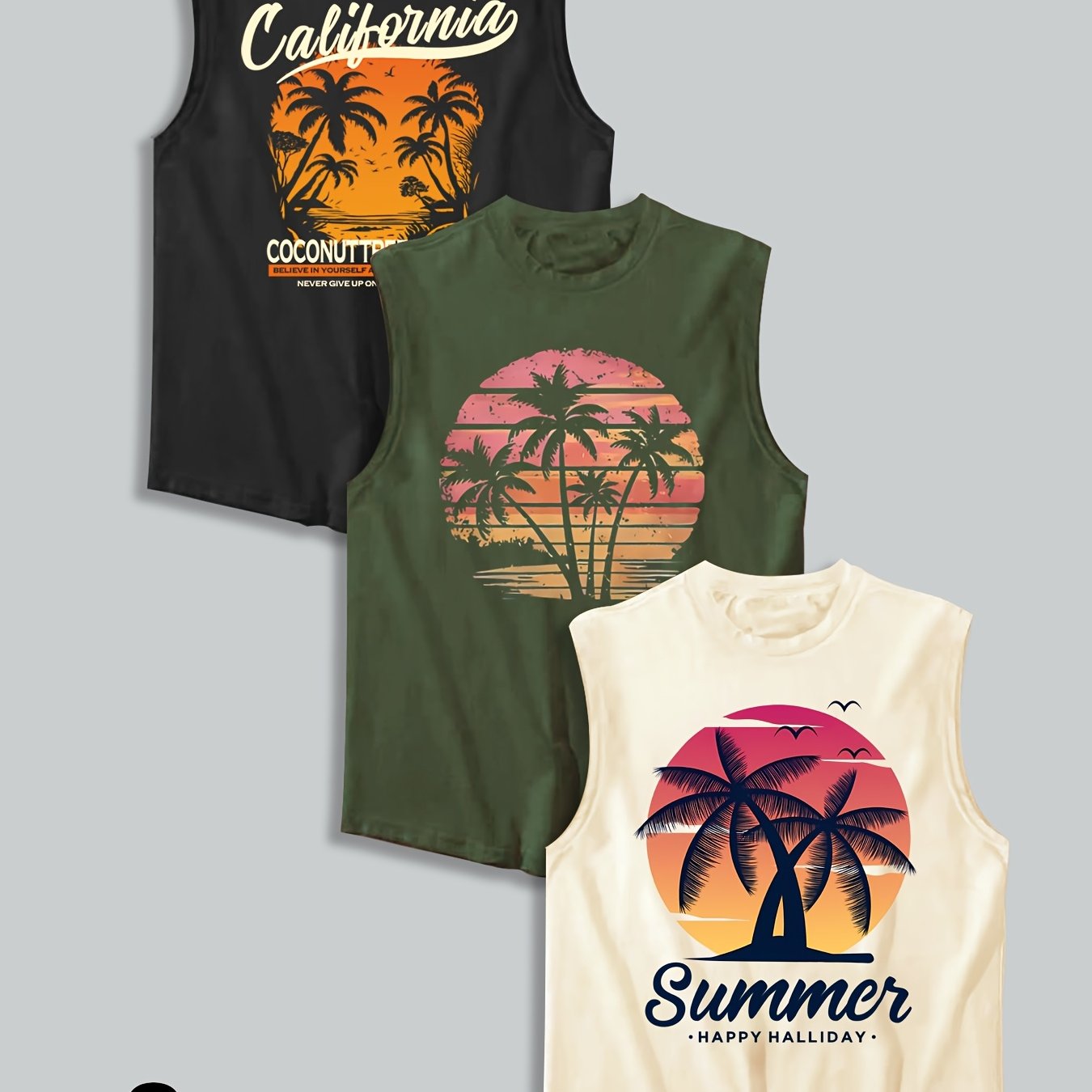 TEMU 3pcs Set Men's Casual Sports Tank Tops