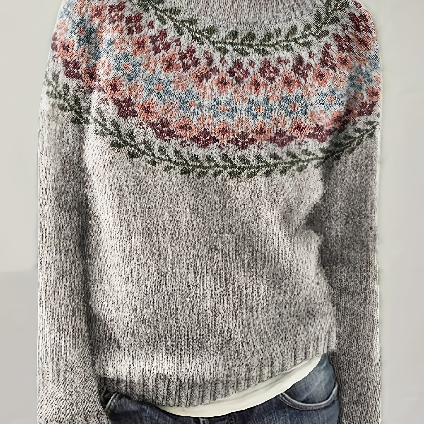 TEMU Fair Isle Jacquard Rundhals-Pullover