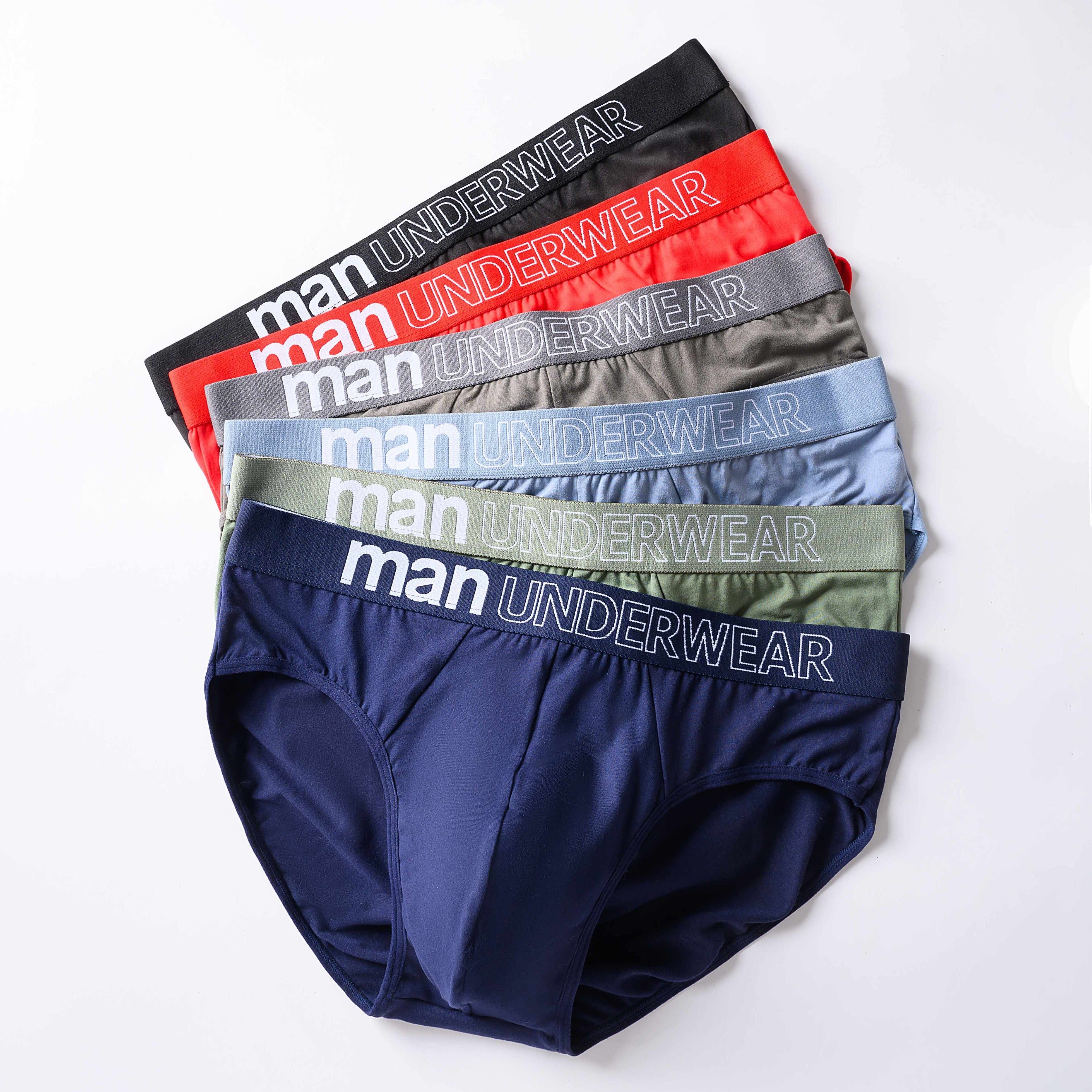 6pcs Men's Fashion Briefs, Temperament Loose Comfortable Breathable, Trendy Print Triangle Panties, Plus Size