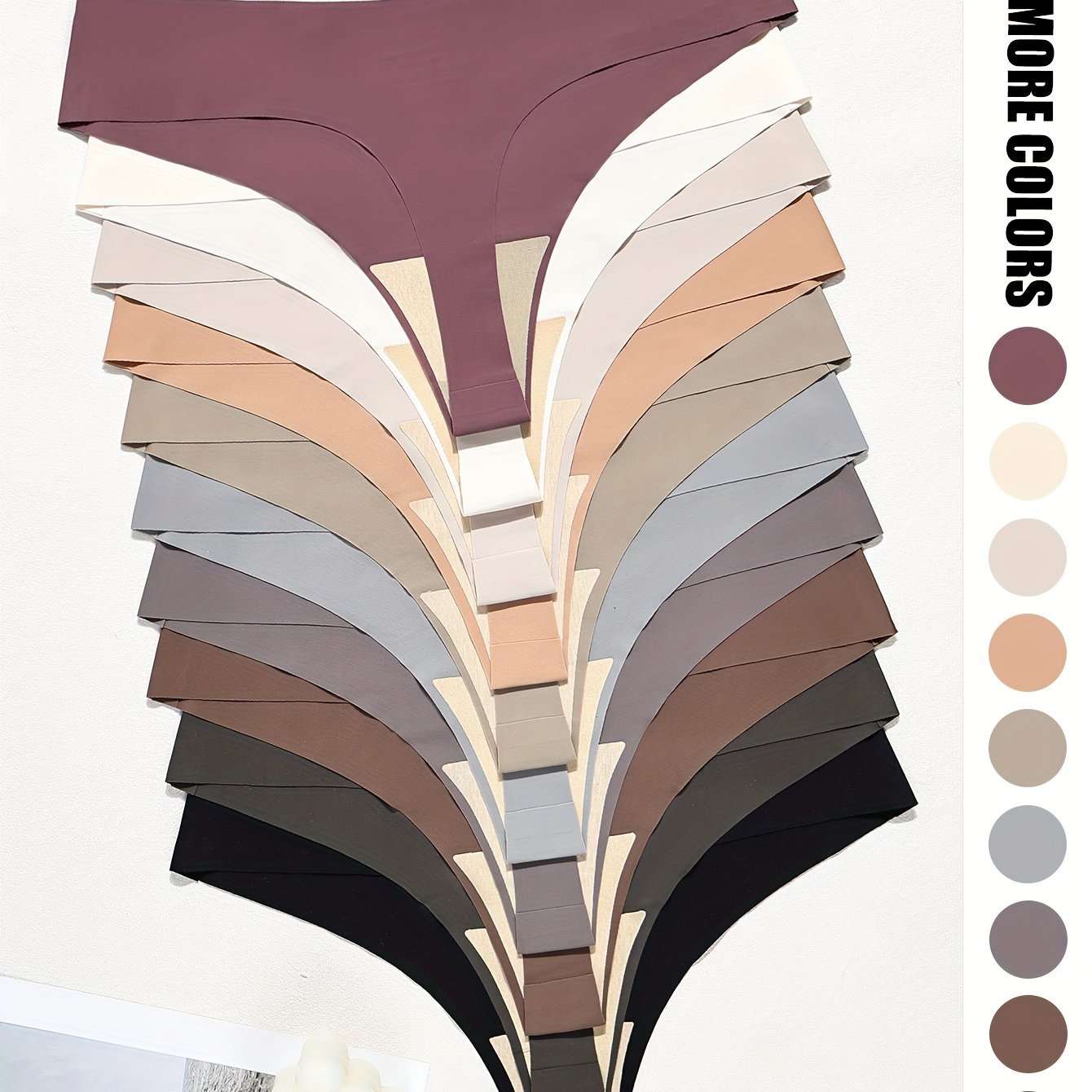 TEMU 10-piece Seamless Women's Thong Set - Soft And Comfortable Nylon Blend Underwear, Multiple Shades Of Brown And Purple, Low-rise, Stretchy Fit,