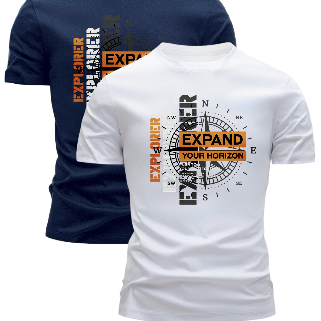 TEMU A Set Of 2 Men's T-shirts, Perfect For Summer With Short Sleeves, Featuring A Slim Fit And Breathable Fabric. Trendy And Stylish For Casual
