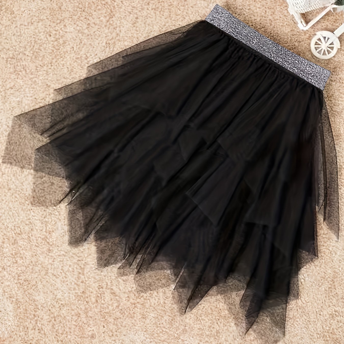 Fashion Versatile Mesh Skirt, Girls' Skirt, Irregular Design Skirt