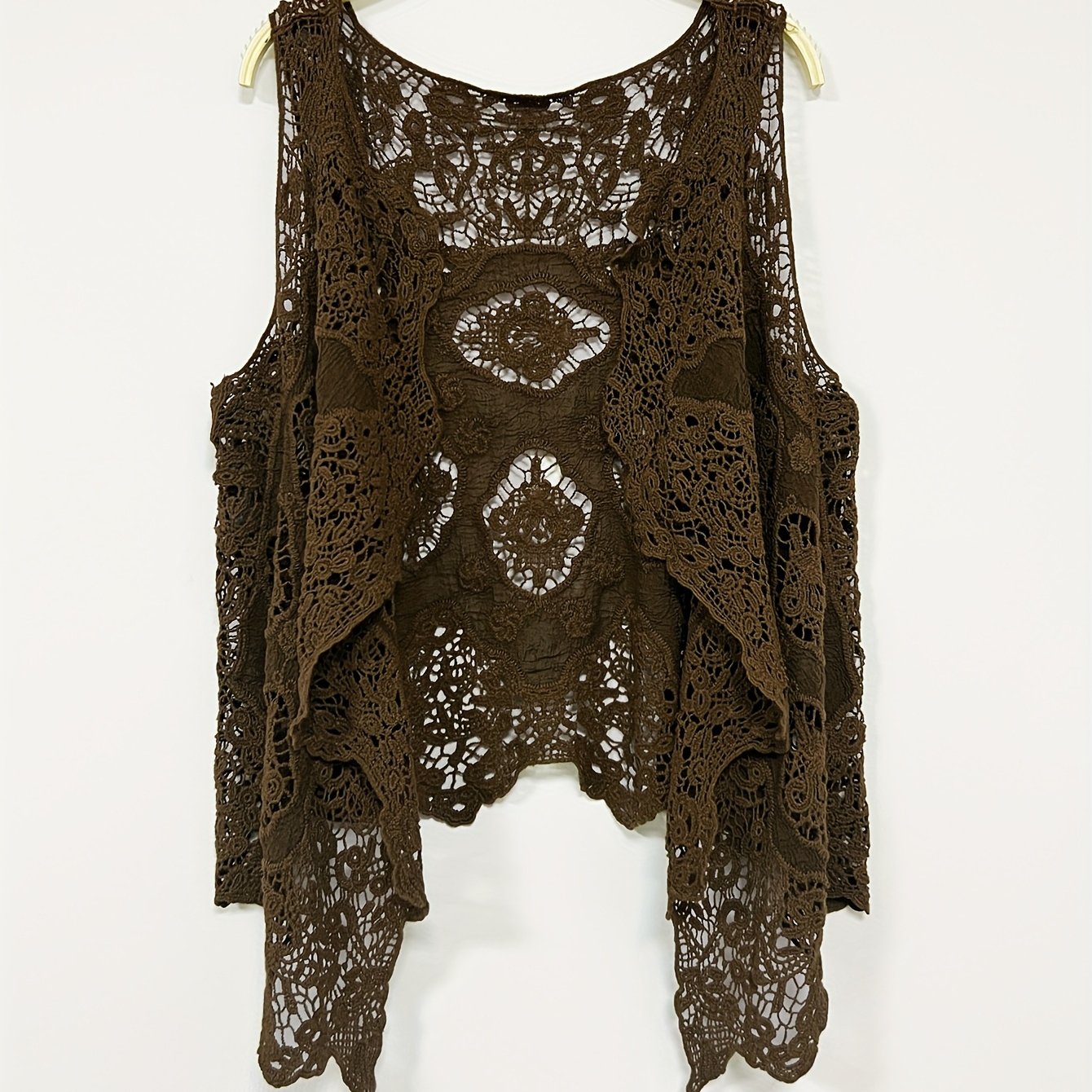 Image of Autumn/winter Thin Outer Layer Sleeveless Lace Cardigan, Versatile Shawl, Beachwear, Clothing For Women, Cut-out Top, Trendy