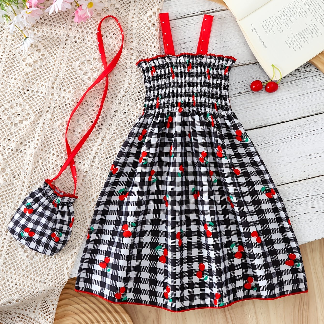 TEMU Girl's Summer Dress With Bag, Sleeveless Camisole Dress, Style For Baby Girls. Simple Outdoor Outfit. Suitable For Gifting