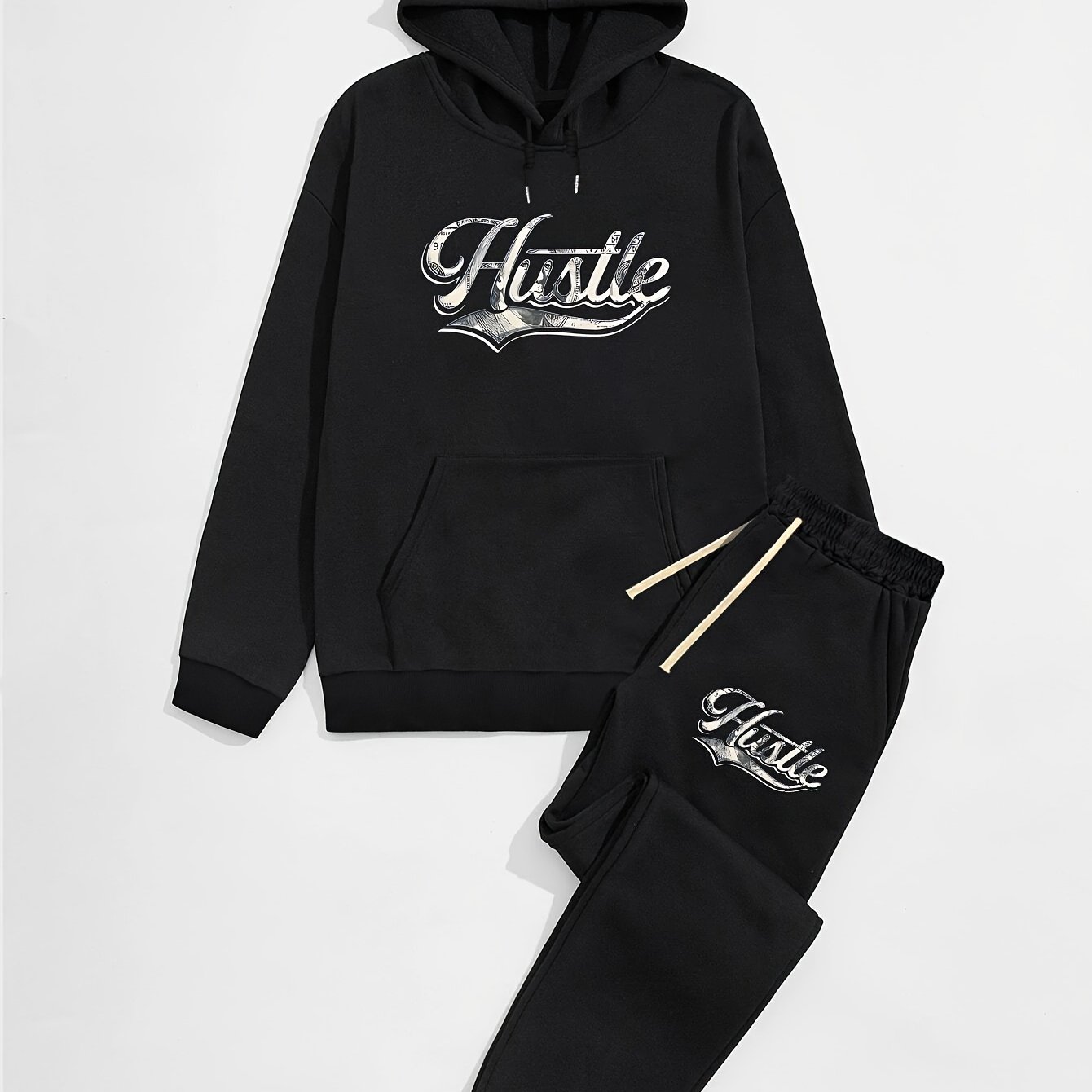 TEMU Ensemble Sweat à Capuche et Pantalon de Survêtement pour Hommes Élégant - Imprimé Cartoon, Manches Longues, Vêtements de Sport Décontractés avec