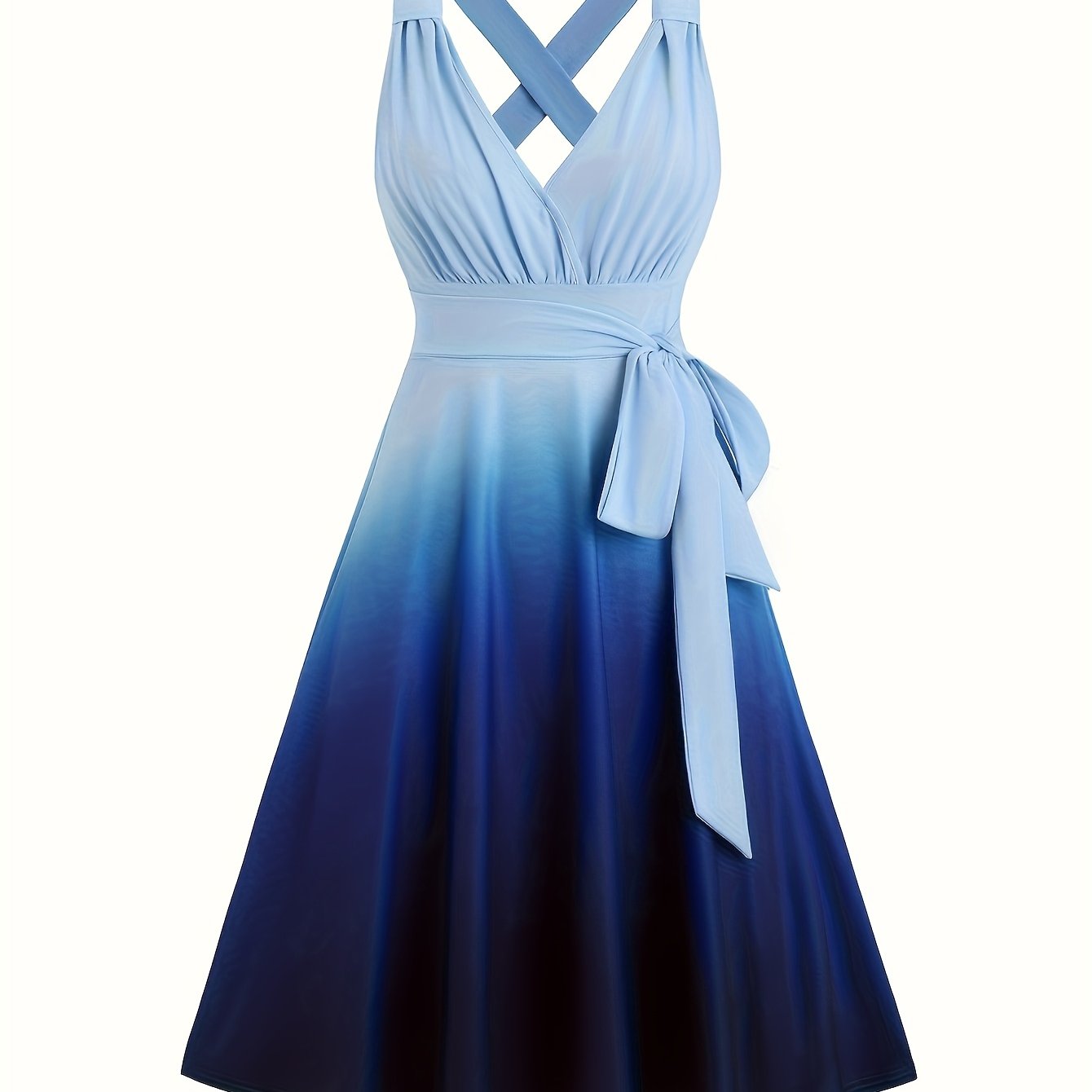 E-shop Plus Size - Plus Size - Plus Size Richtungsweisende Entwicklung V-Ausschnitt Geraffte Oberteil und Rock Bedrucktes Kleid