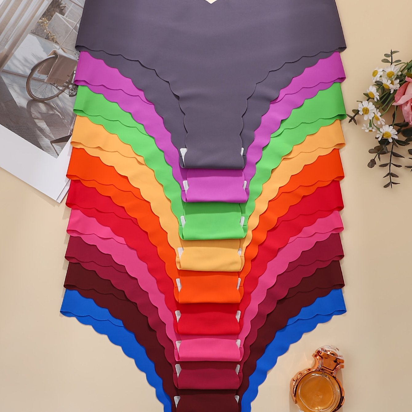 E-shop 10er-Pack - Bunte Serie, hautfreundliche, bequeme Damen Slips, einstückige, gewellte Spitze, Sport Fitness Damen Dreieckslipper