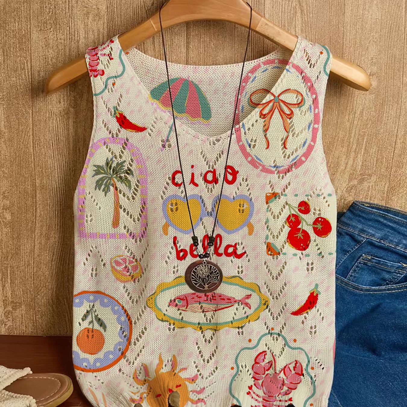 TEMU Canotta da donna senza maniche estate, canotta intera versatile con scollo design traforato per , canotta morbida, confortevole, traspirante,