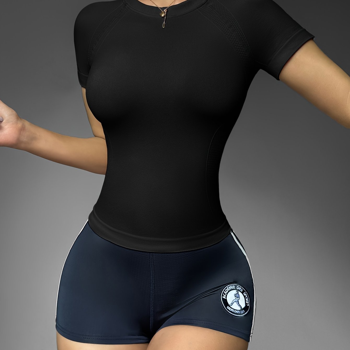 E-shop Damens Stretch-Atmungsaktives -Shirt – Weiches Slim-Fit Semi-Sheer Workout-Oberteil mit Raglanärmeln für Fitness, Training & Casual Wear –