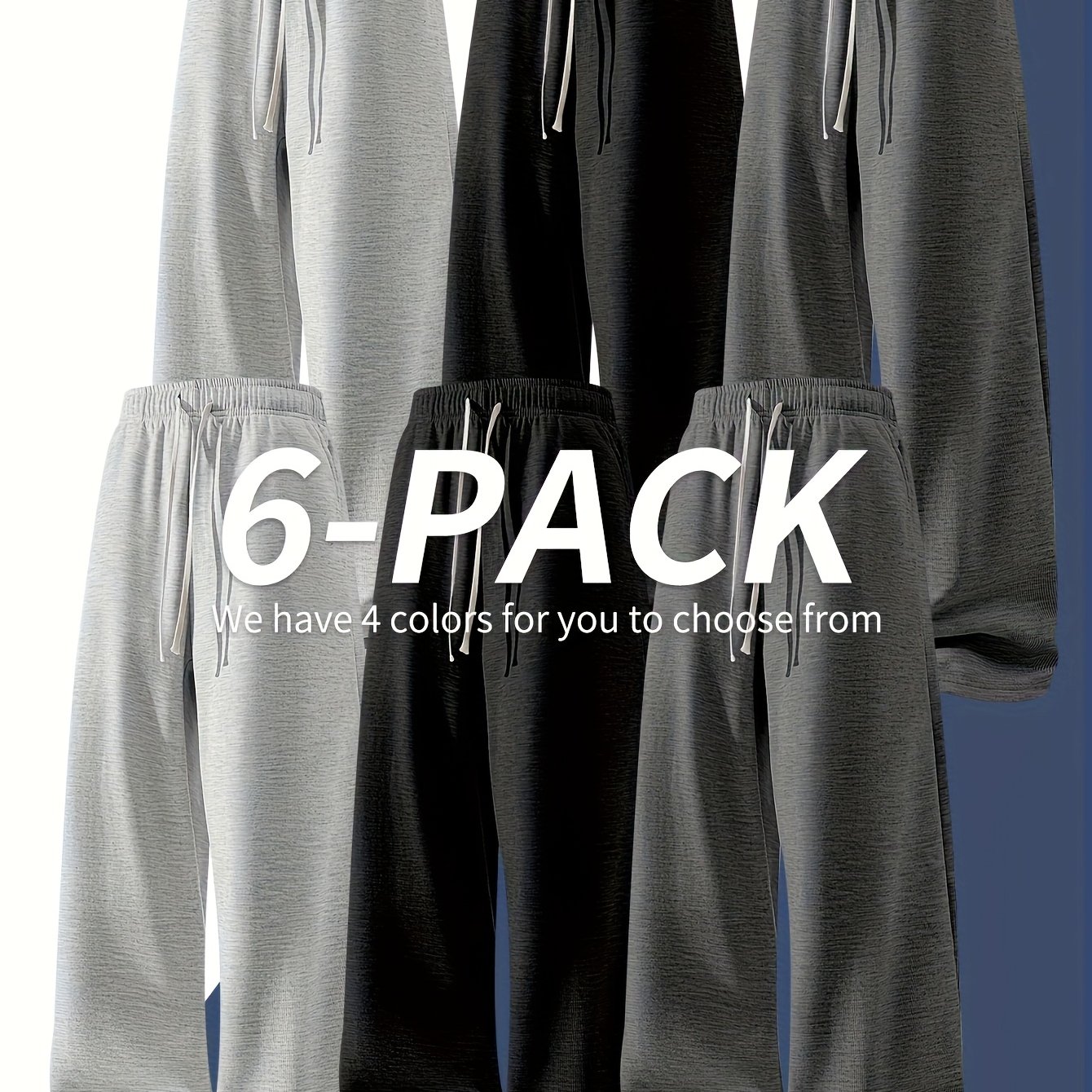 TEMU 6pcs And Summer Men's Casual Drawstring Sports Pants - Multi-functional Solid Color, Loose Fit, Suitable For Wear, Made Of Polyester Fiber, With Pockets, Comfortable For Home And Casual Wear