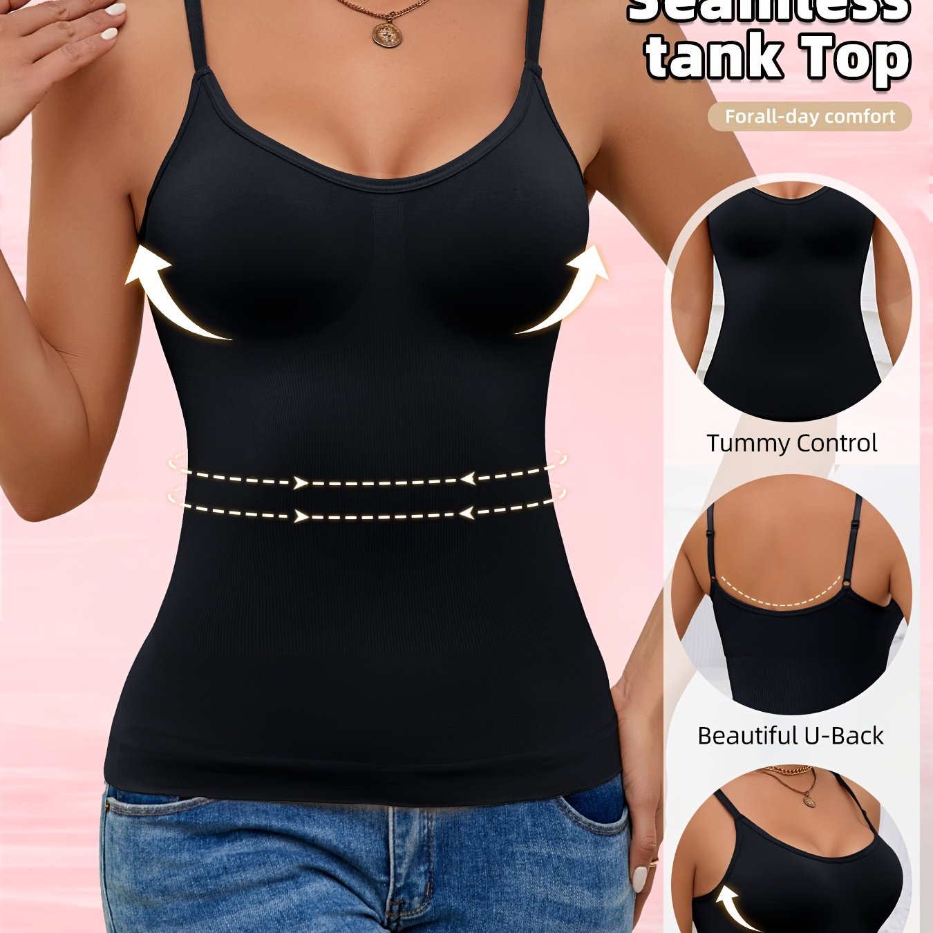 Image of Women's Comfortable Tummy Control Tank Top, Sleeveless Waist-cinching Sports Camisole