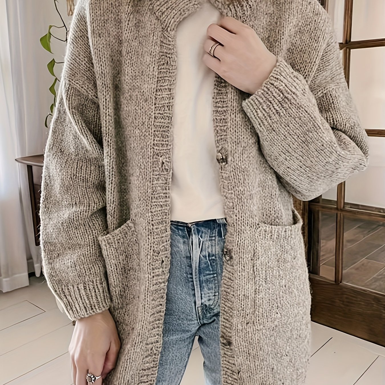 Image of Plus Size, High-end Women's Autumn/winter New Style Cardigan, Age-reducing Loose Cardigan Outerwear, Didi