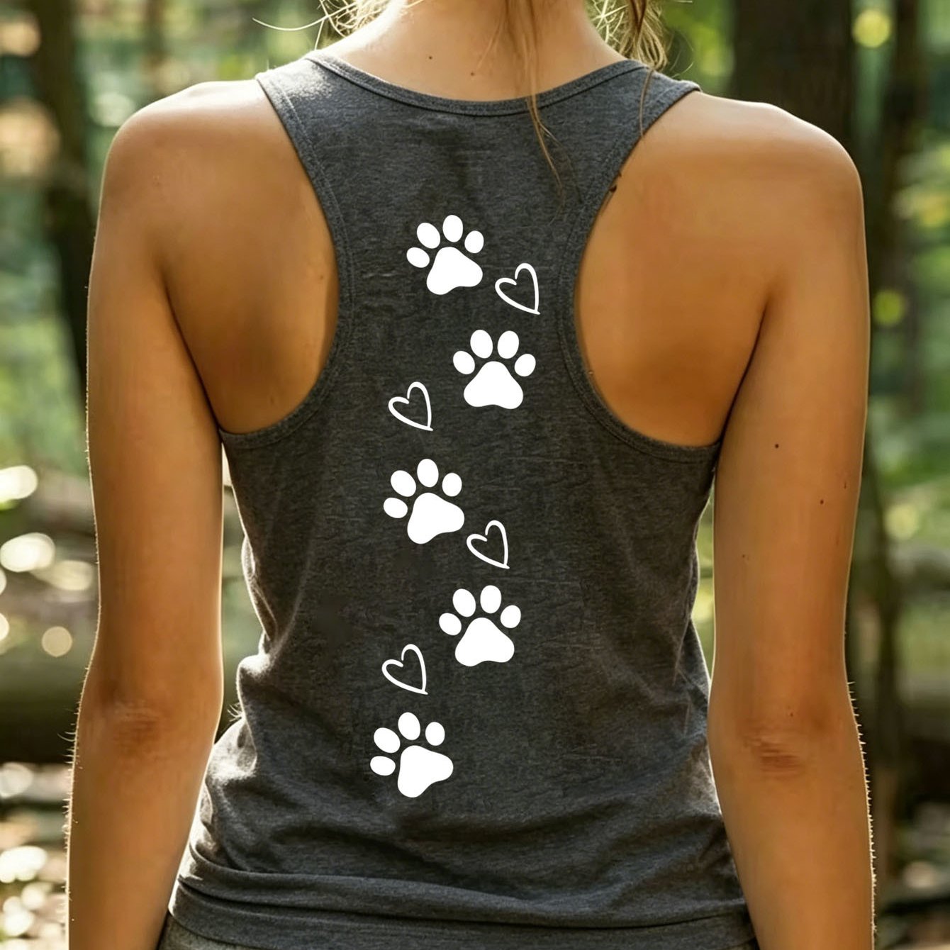 TEMU Simple And Stylish Design, Paw Print And Heart Print Women's Tank Top, Fresh And Retro Style. Women's Tank Top For Spring And Summer, Casual And