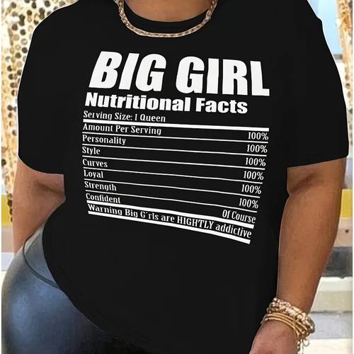 1 size womens big inspirational t shirt black crew neck medium stretch polyester blend design with empowering facts casual outdoor wear for spring summer fall casual plus size wear casual crew neck machine washable ladies t shirts