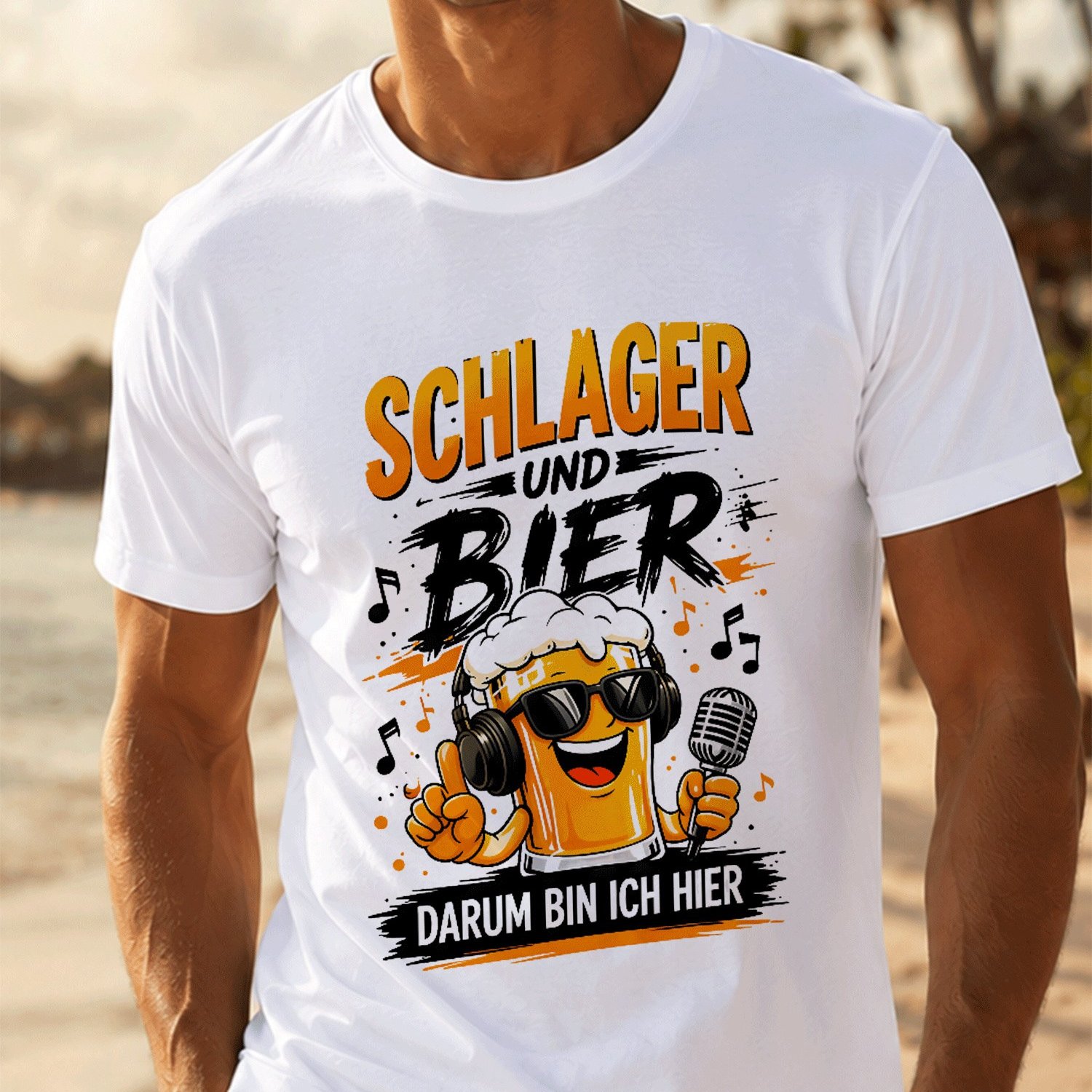 Image of And Beer Costume Schlagerparty(1) For Men Summer Casual T-shirt- Lightweight Tee For Seaside Vacation, Beach Resort
