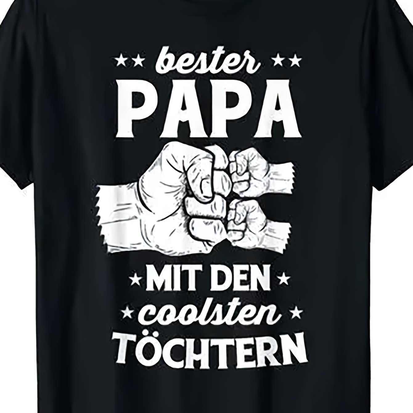 Image of Plus Size Men's Short Sleeve Black With German Best Dad Coolest Daughters Bump T-shirt For Father's Day Events