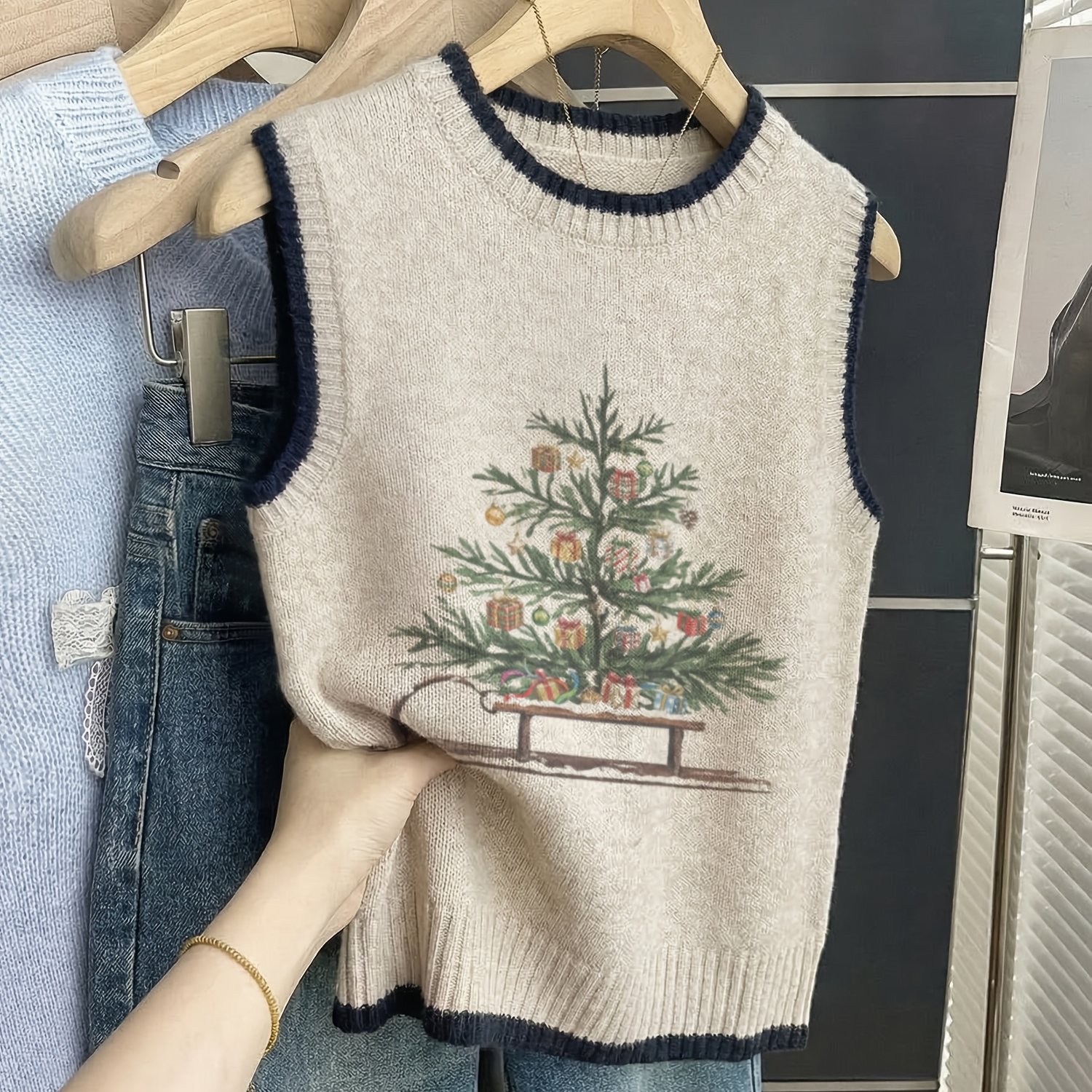 TEMU Women's Lightweight Pullover - 2d Digital - Christmas Pattern, Fashionable New Crew Neck Pullover, Suitable For Spring, Summer, Autumn, Winter,