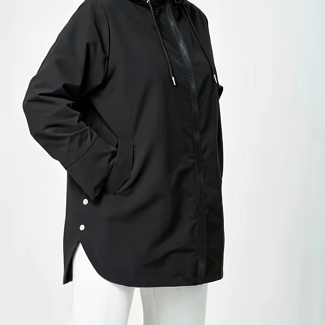TEMU Plus Size Women's Hooded Windbreaker Jacket