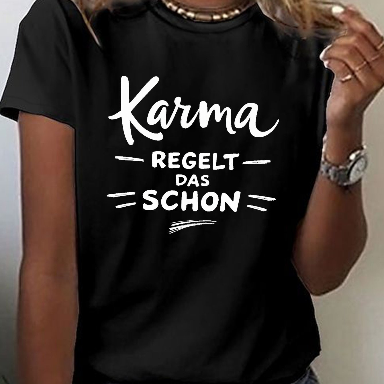 TEMU Die Karma bestimmt bereits die Herstellung von lässigen, kurzärmeligen T-Shirts mit Rundhalsausschnitt für Damen, geeignet für Frühling und