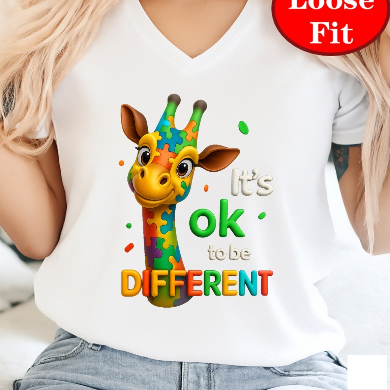 TEMU Women's Plus Size Giraffe Print V-neck T-shirt - Short Sleeve Summer Blouse With Giraffe Spot & Giraffe, Casual - For Casual Attire, Machine