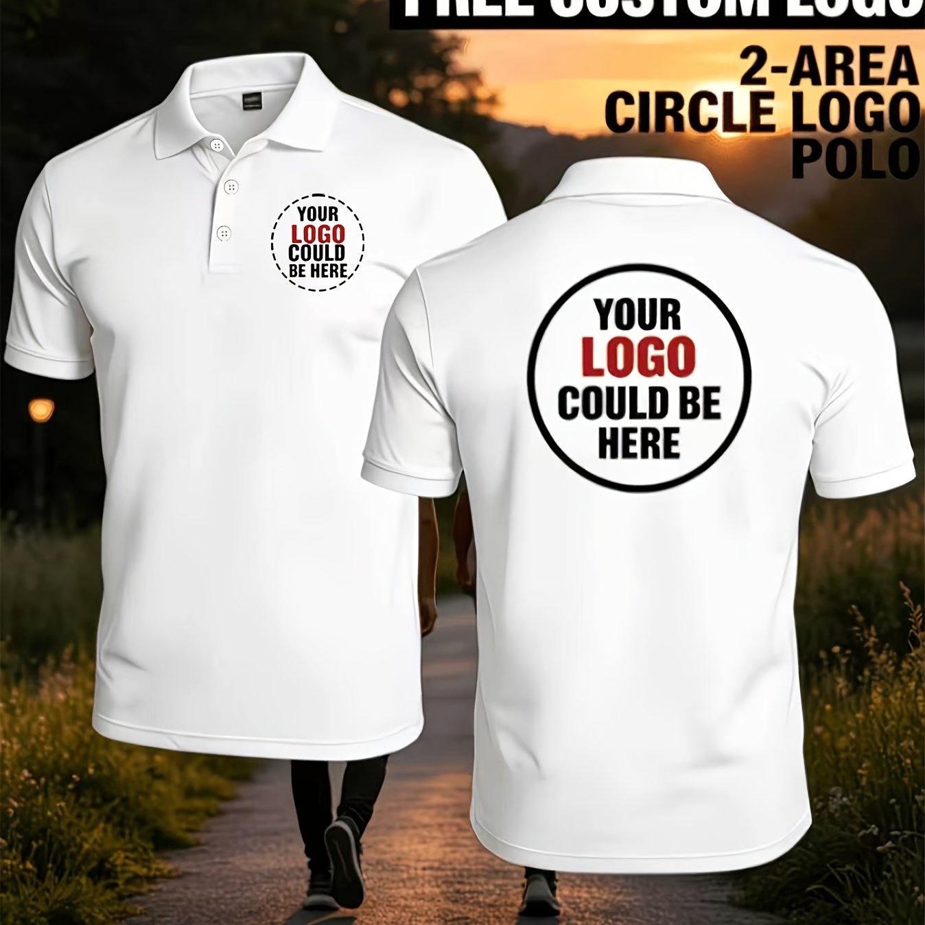 TEMU Customizable Shirt With Logo, Text, And Pattern Printing, Double-sided Round , Unisex Short-sleeve Polyester Top, Quick-dry And Breathable,