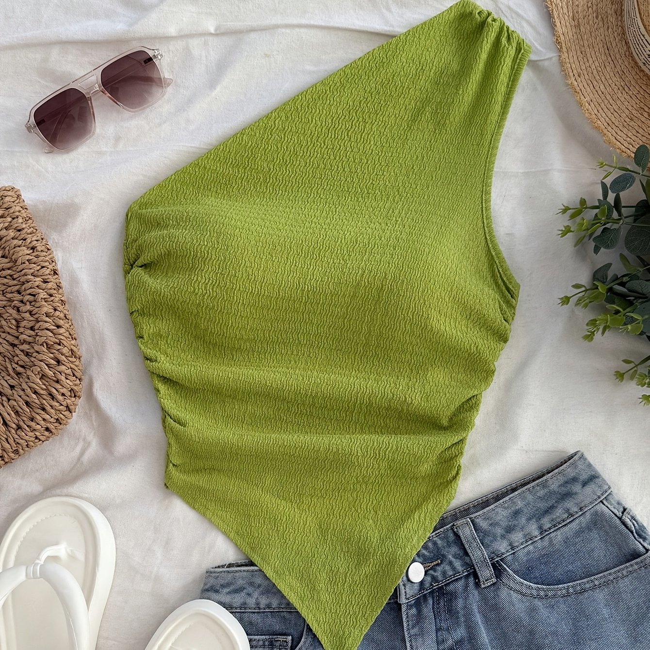 Asymmetrical Neckline Solid Color Top For Dates, , Casual Elegant, Machine Washable Women's Top